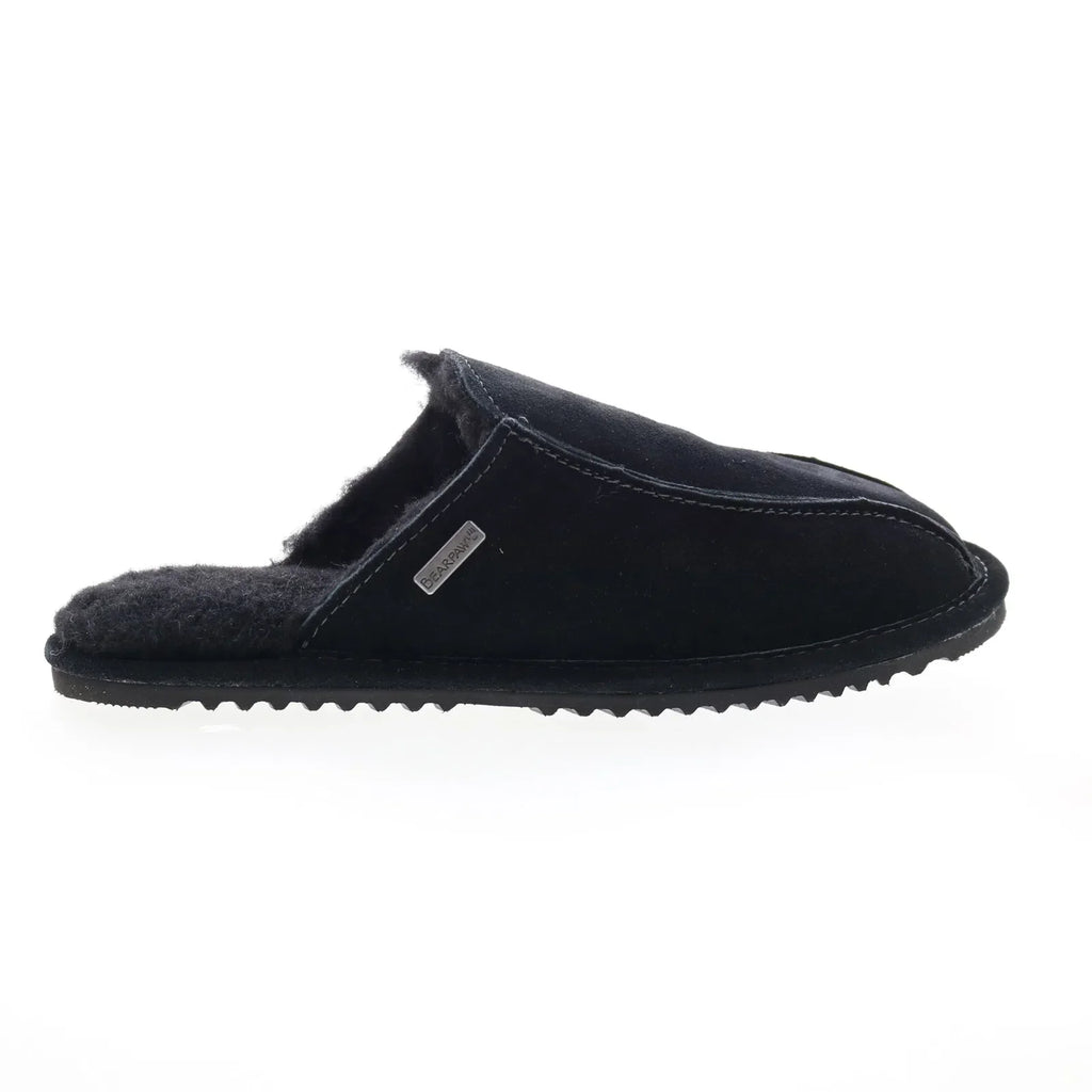 Bearpaw Pierre 2538M-011 Mens Black Synthetic Slip On Mules Slippers Shoes