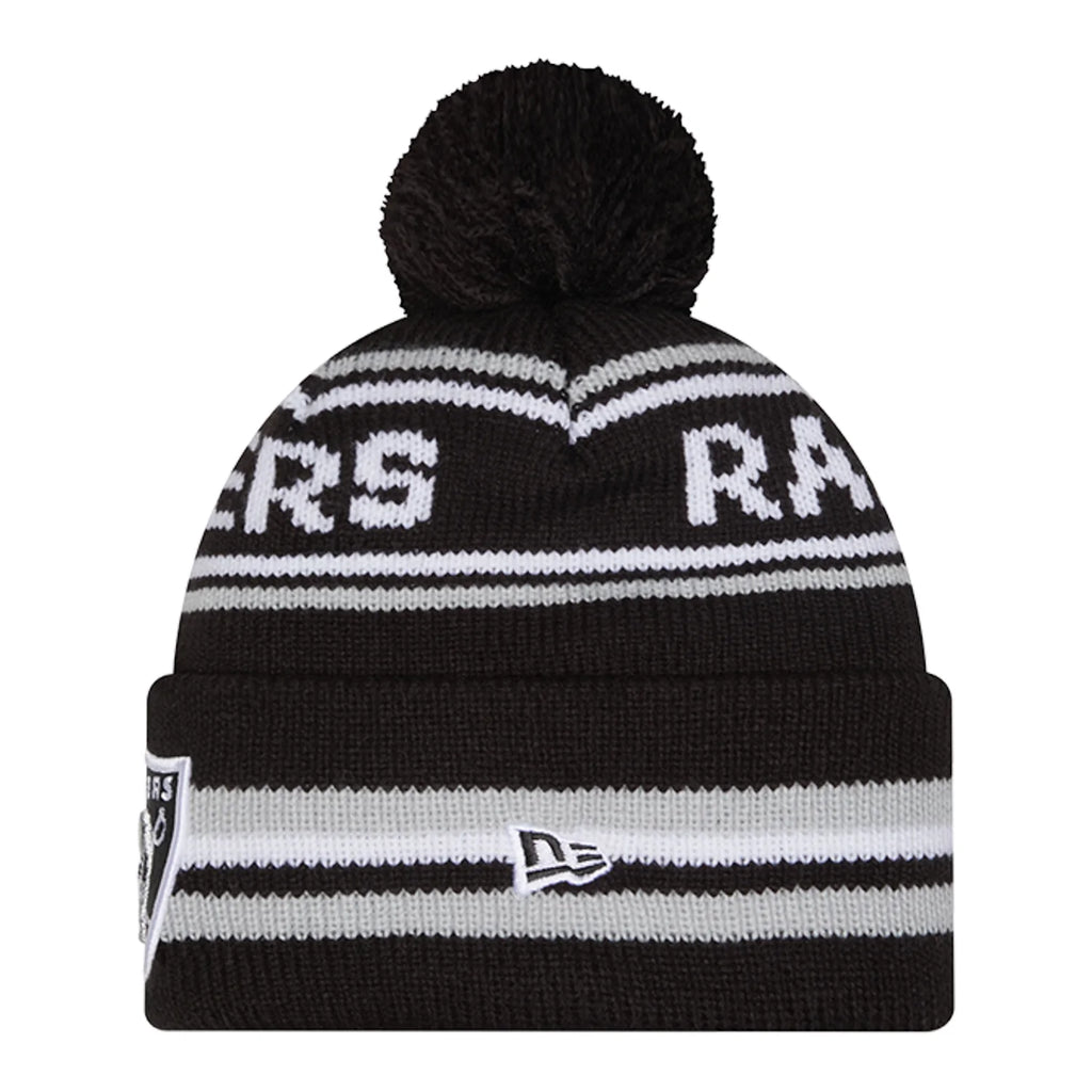Raiders Knit Classic Stripe Pom Beanie