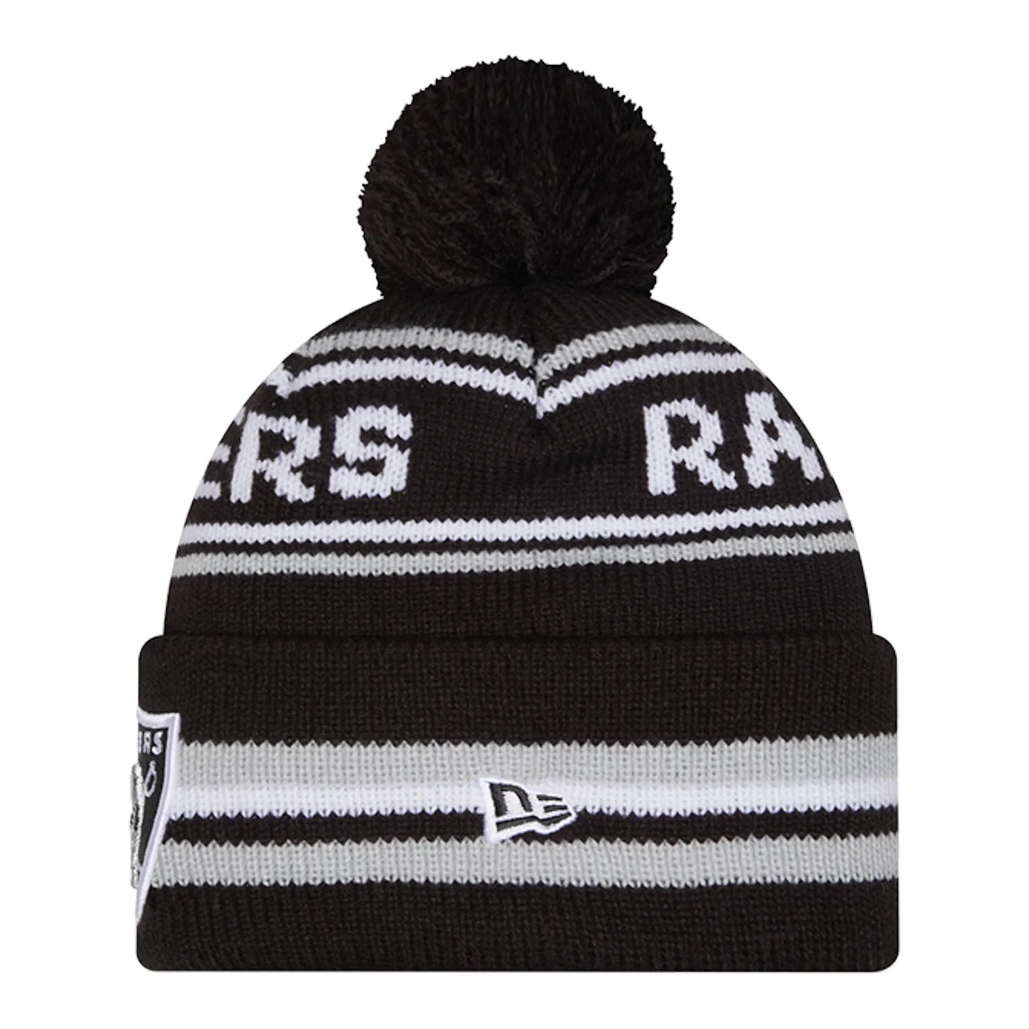 Raiders Knit Classic Stripe Pom Beanie