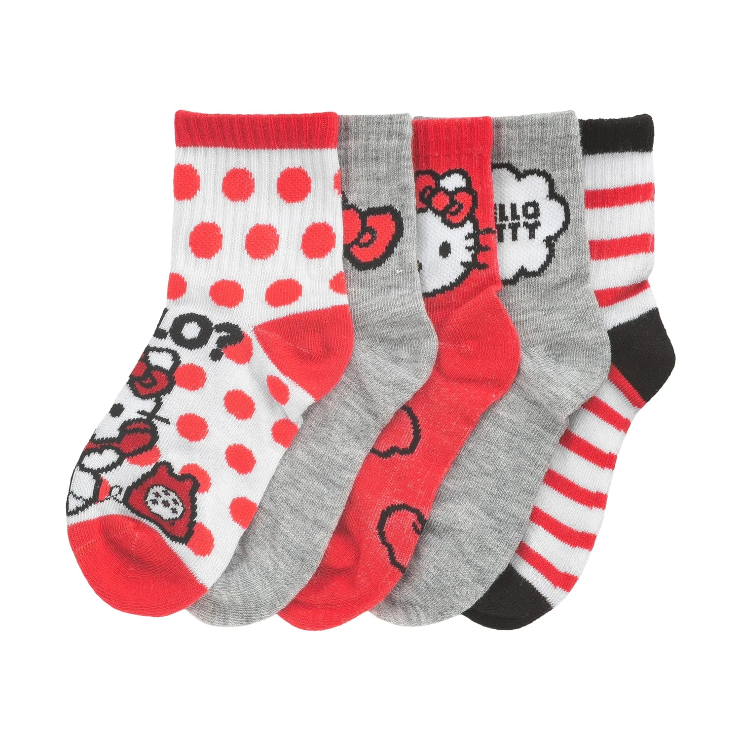5 Pack Kids Hello Kitty Half Crew