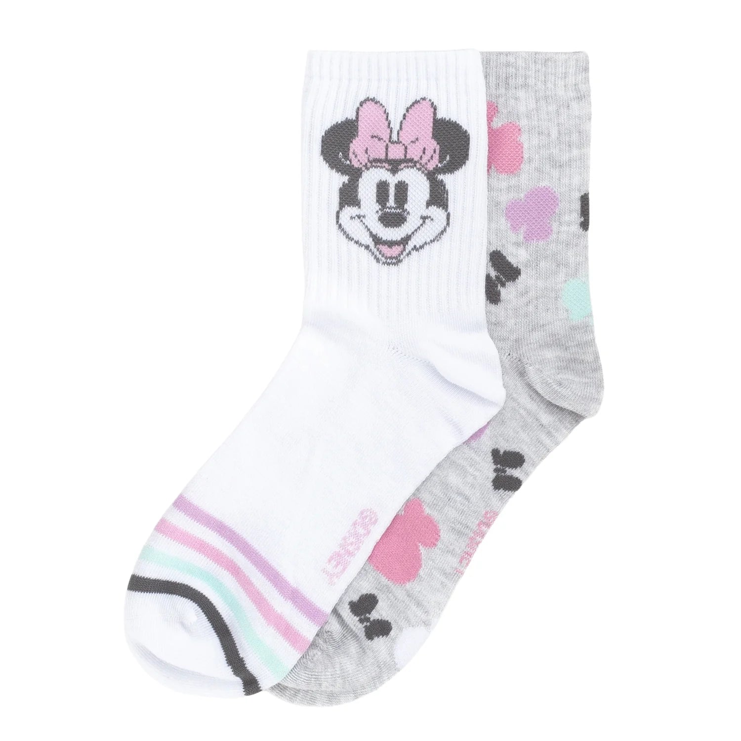 2 Pack Ribbed Minnie Mouse Mid Crew - Adult