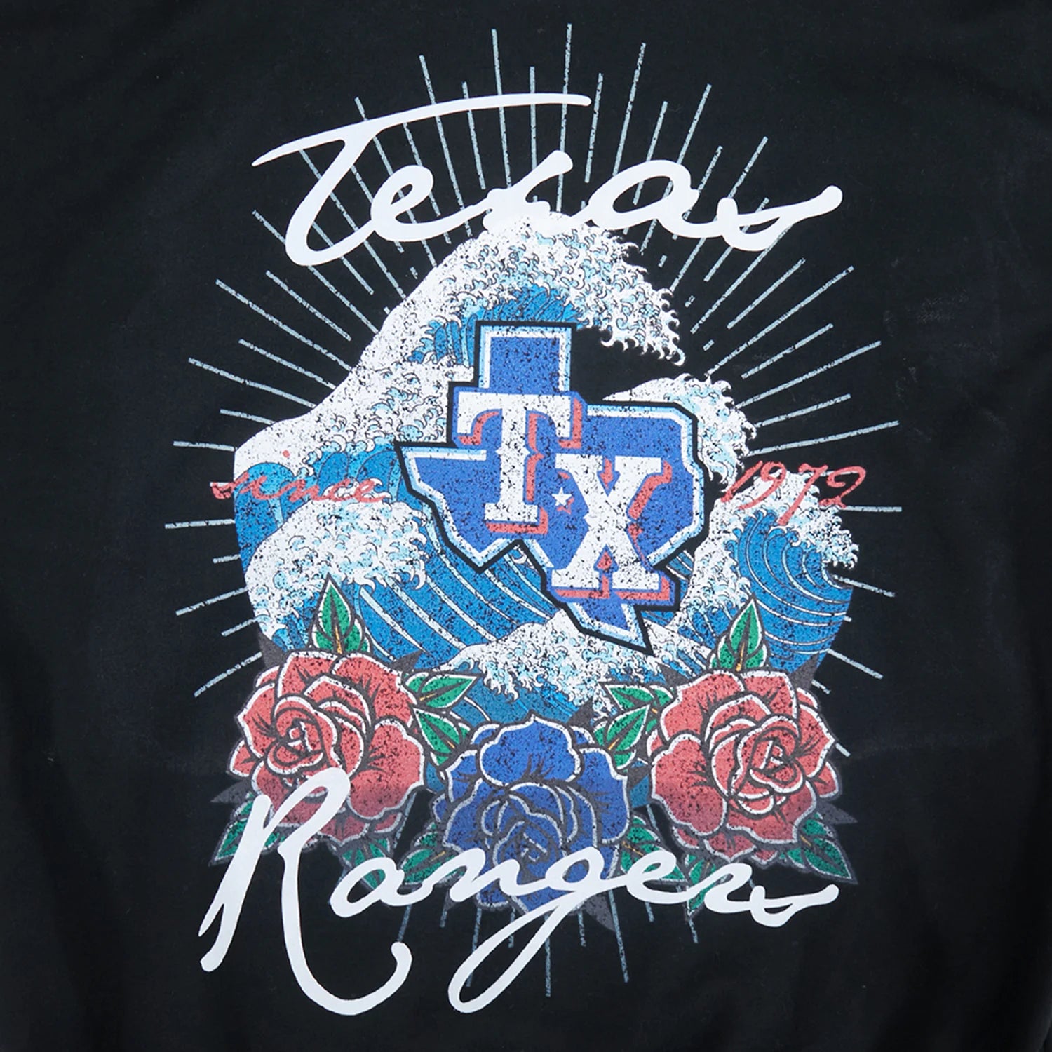 Texas Rangers Wave & Roses Hoodie -Mens