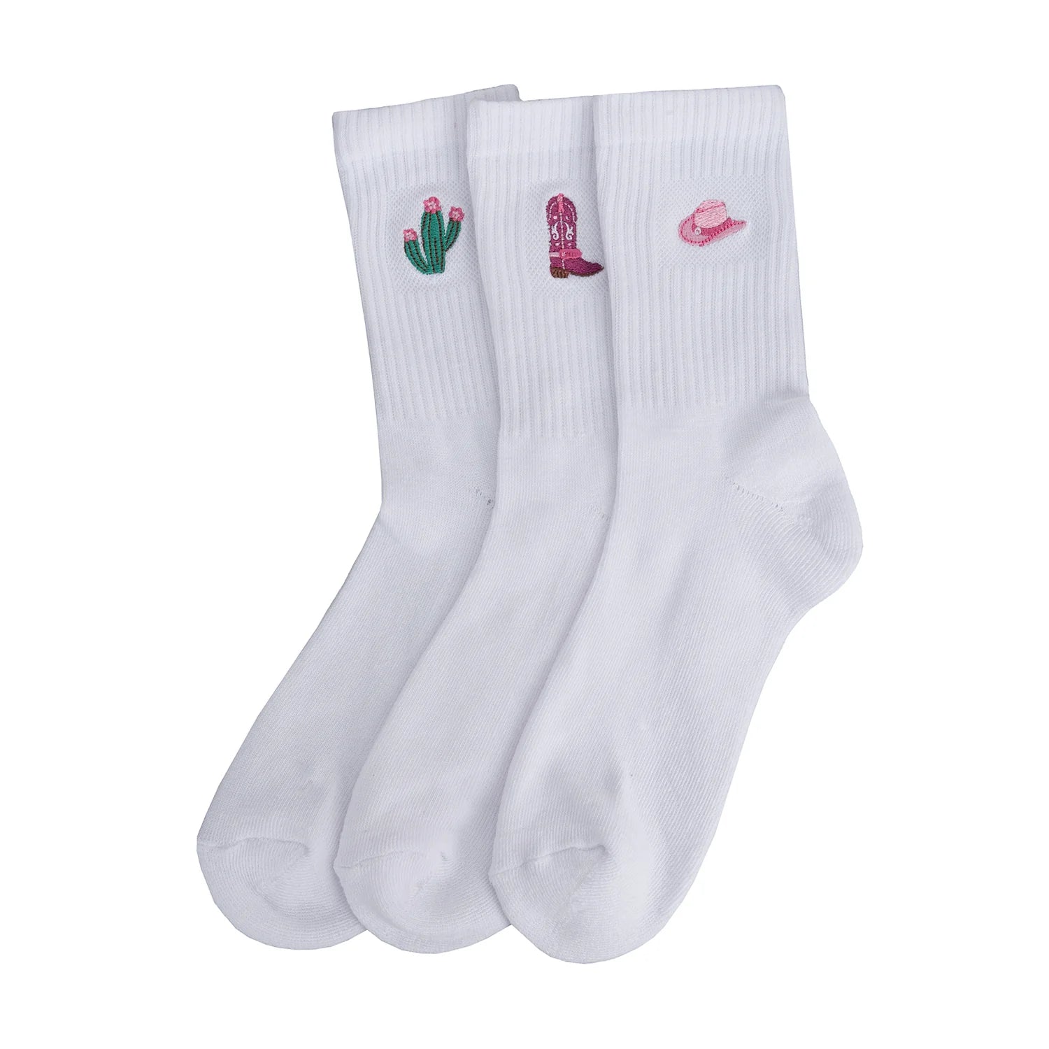 3 Pack Medium Embroidered Half Crew