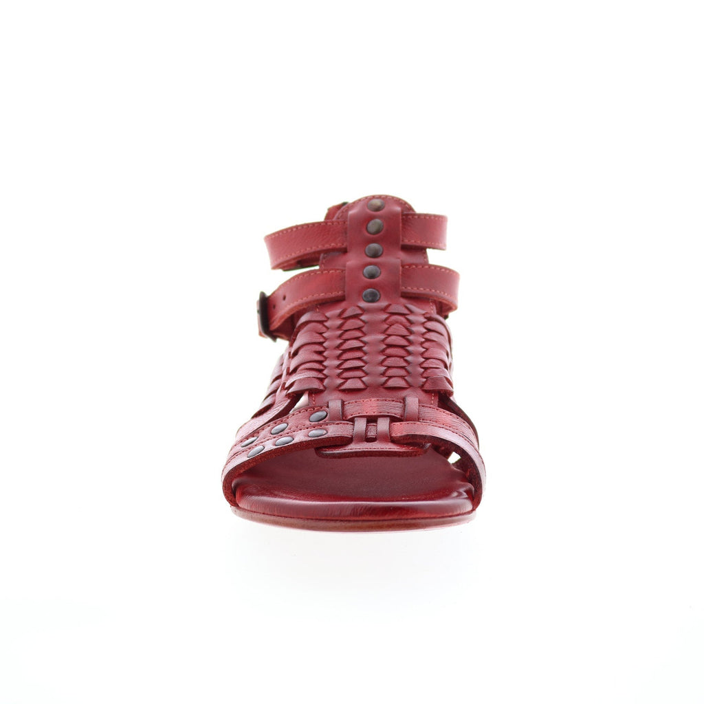 Bed Stu Claire III F373183 Womens Red Leather Zipper Strap Sandals Shoes